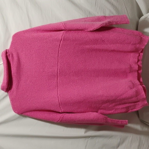 Glam Pink Fold Over Cowl Neck Sweater Sz.M Oversized Gently Worn - Picture 7 of 9